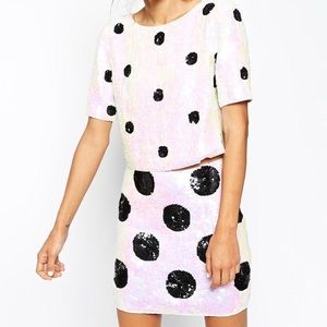ASOS Sequin Polka Dot Miniskirt